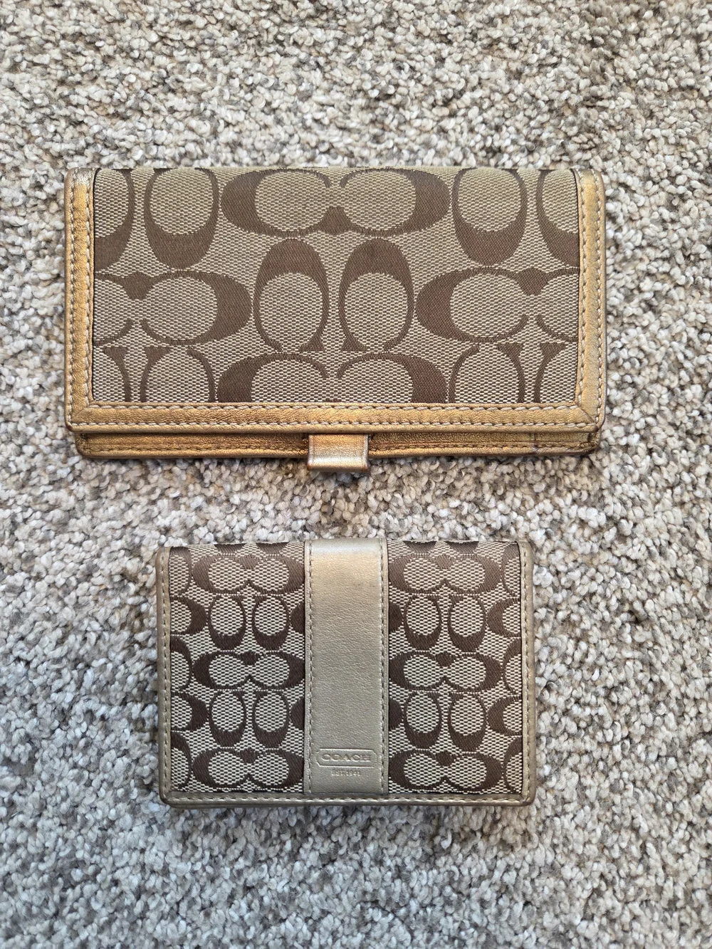Vintage Y2K Coach Signature Wallet Set • Metallic Gold Canvas Bundle